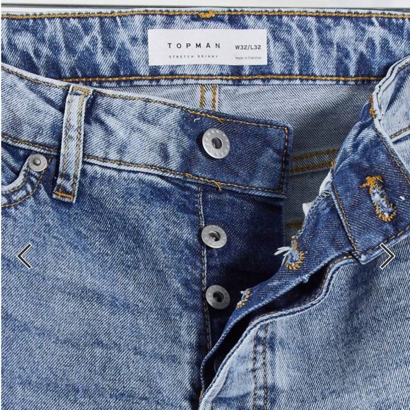 Topman | Organic Cotton Blend Stretch Skinny Jeans with Blowout Rips - Picture 4 of 4